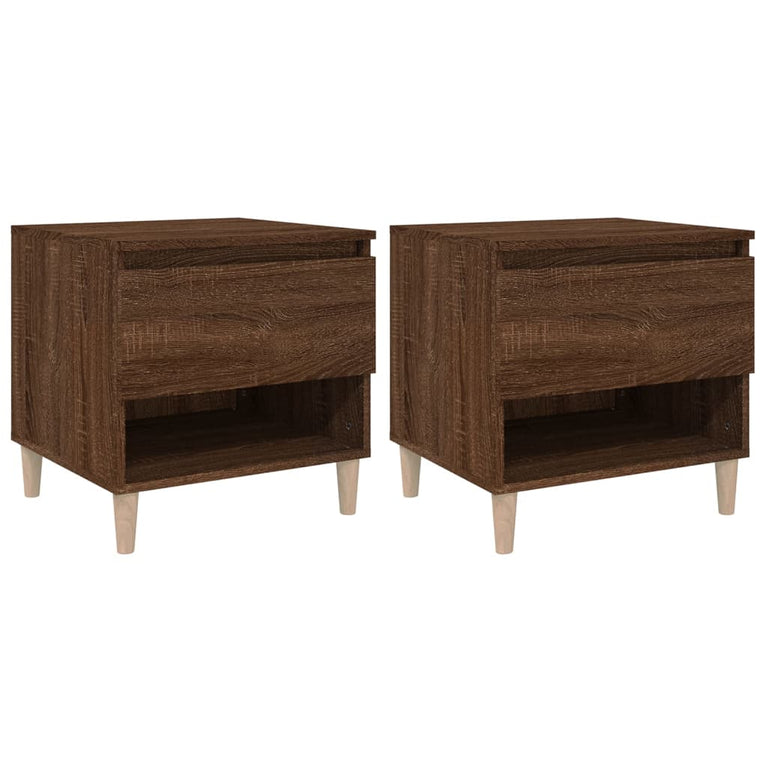 Nachtkastjes 2 st 50x46x50 cm bewerkt hout bruineikenkleurig MeubelReus