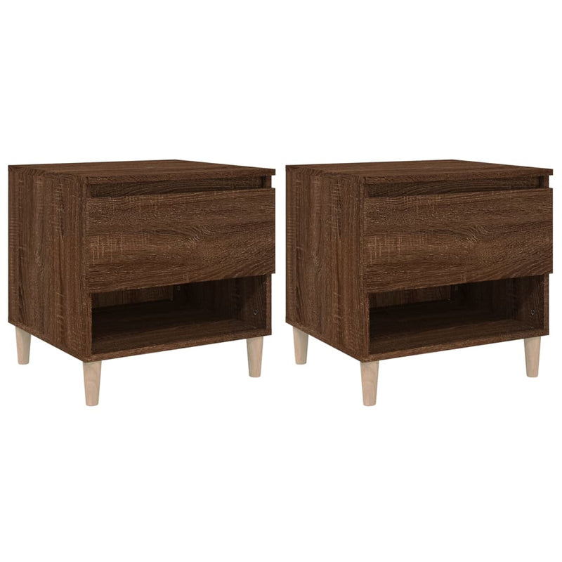 Nachtkastjes 2 st 50x46x50 cm bewerkt hout bruineikenkleurig MeubelReus