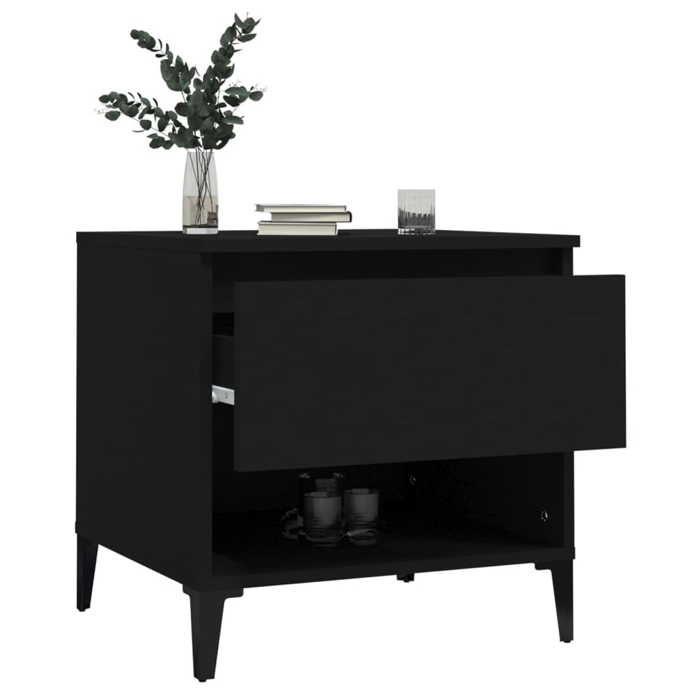 Bijzettafel 50x46x50 cm bewerkt hout zwart MeubelReus