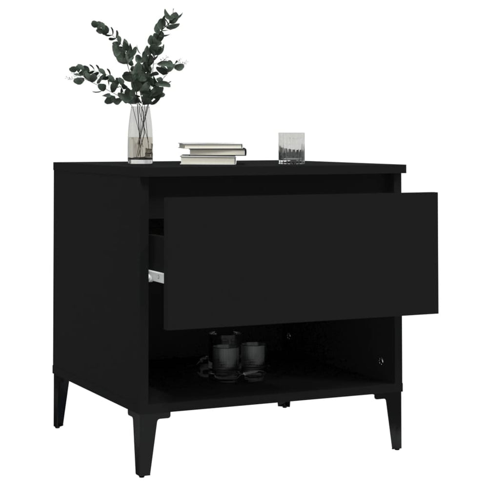 Bijzettafels 2 st 50x46x50 cm bewerkt hout zwart MeubelReus