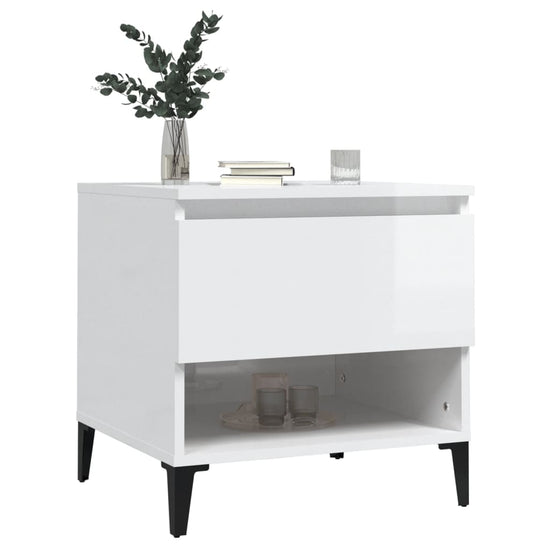 Bijzettafels 2 st 50x46x50 cm bewerkt hout hoogglans wit MeubelReus
