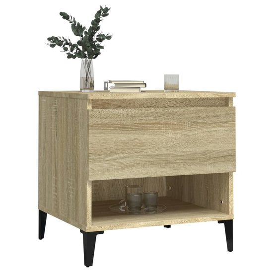 Bijzettafel 50x46x50 cm bewerkt hout sonoma eikenkleurig MeubelReus