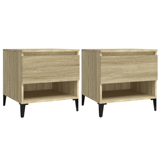 Bijzettafels 2 st 50x46x50 cm bewerkt hout sonoma eikenkleurig MeubelReus