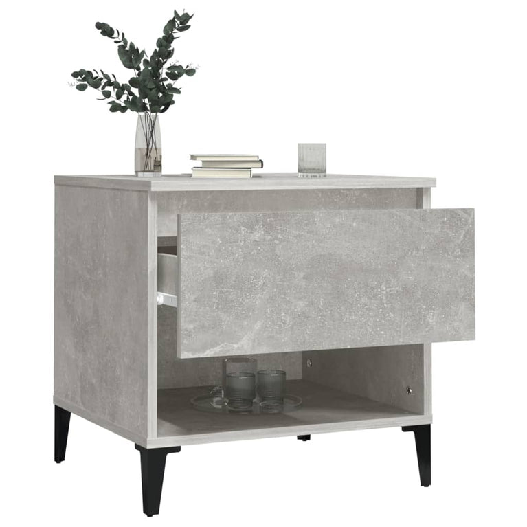 Bijzettafel 50x46x50 cm bewerkt hout betongrijs MeubelReus