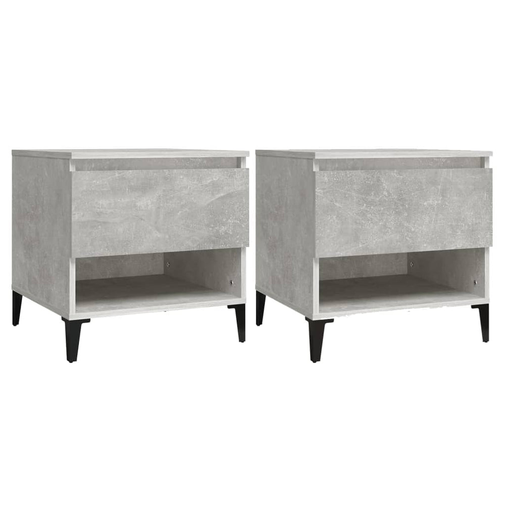 Bijzettafels 2 st 50x46x50 cm bewerkt hout betongrijs MeubelReus