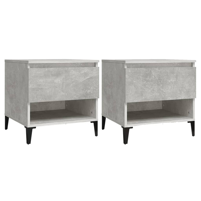 Bijzettafels 2 st 50x46x50 cm bewerkt hout betongrijs MeubelReus
