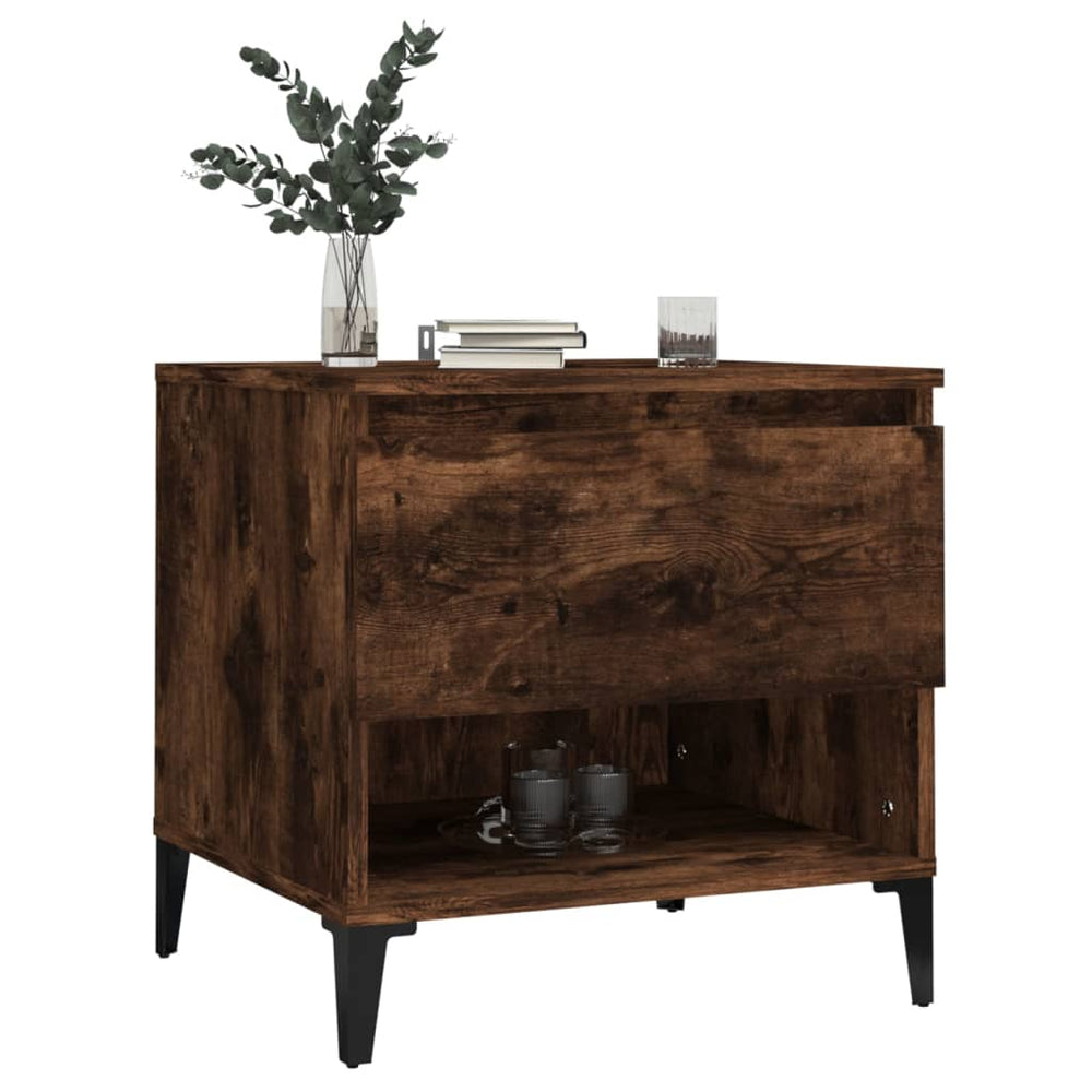 Bijzettafel 50x46x50 cm bewerkt hout gerookt eikenkleurig MeubelReus
