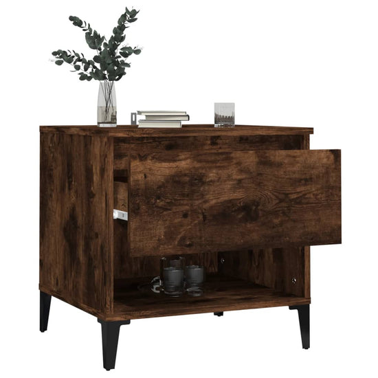 Bijzettafel 50x46x50 cm bewerkt hout gerookt eikenkleurig MeubelReus