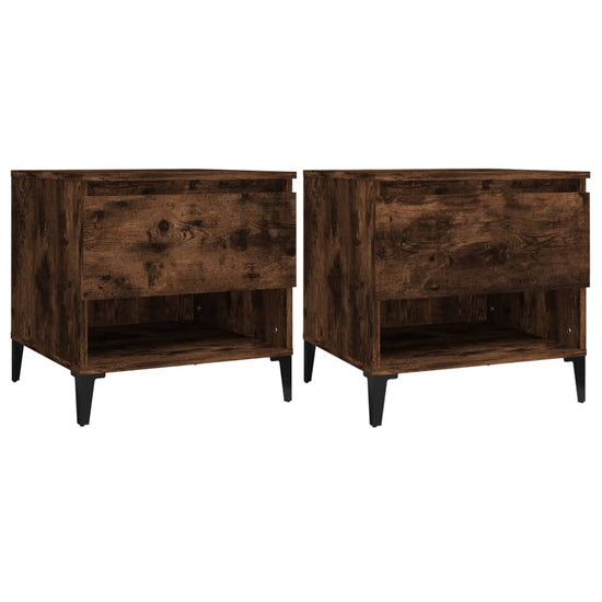 Bijzettafels 2 st 50x46x50 cm bewerkt hout gerookt eikenkleurig MeubelReus