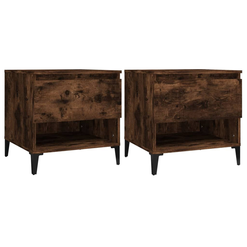 Bijzettafels 2 st 50x46x50 cm bewerkt hout gerookt eikenkleurig MeubelReus