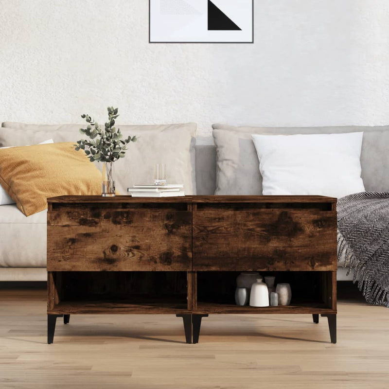 Bijzettafels 2 st 50x46x50 cm bewerkt hout gerookt eikenkleurig MeubelReus