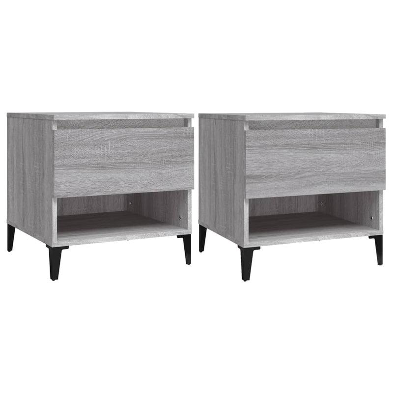 Bijzettafels 2 st 50x46x50 cm bewerkt hout grijs sonoma eiken MeubelReus