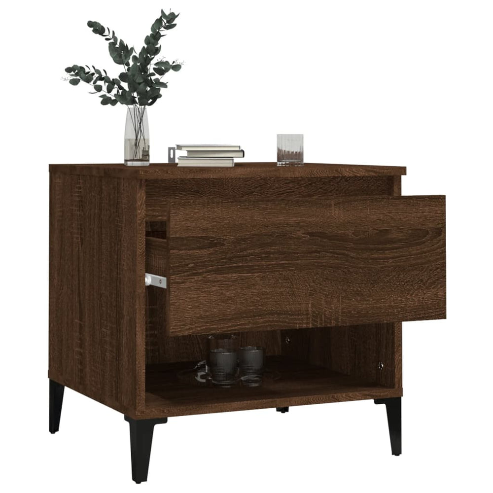 Bijzettafel 50x46x50 cm bewerkt hout bruin eikenkleur MeubelReus