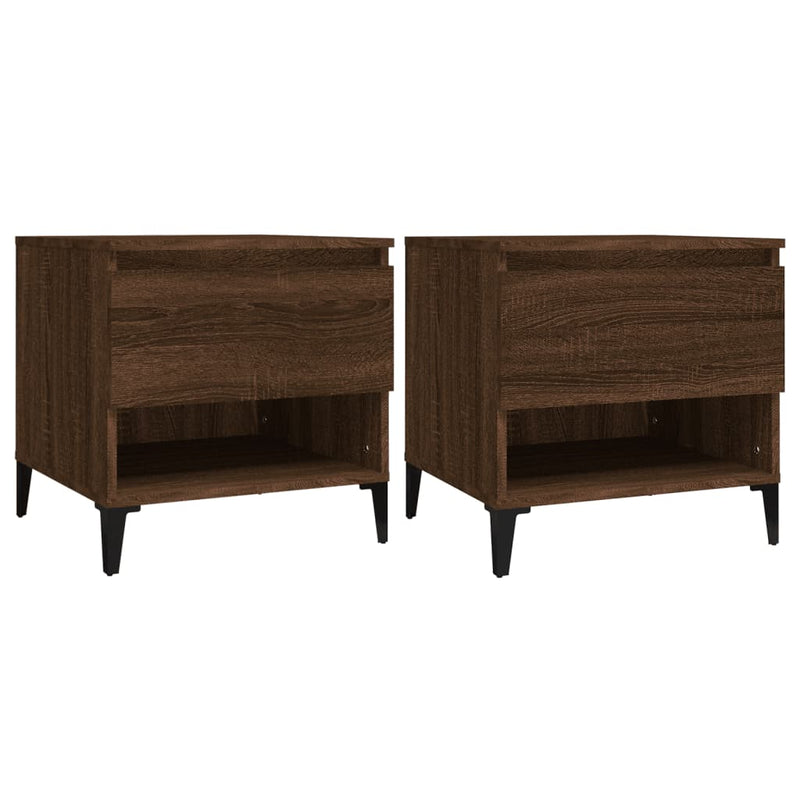 Bijzettafels 2 st 50x46x50 cm bewerkt hout bruin eikenkleur MeubelReus