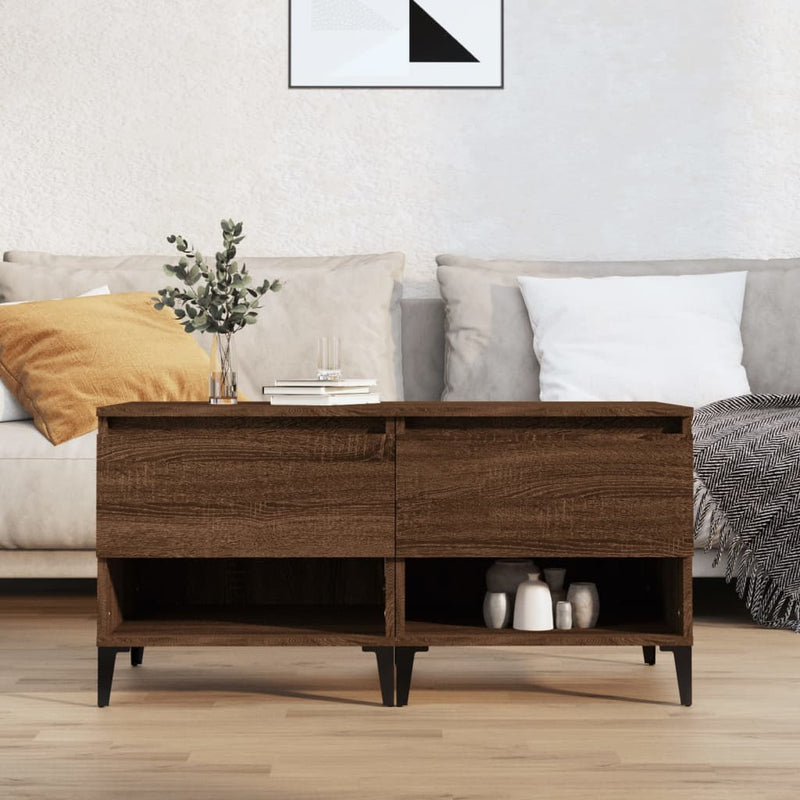Bijzettafels 2 st 50x46x50 cm bewerkt hout bruin eikenkleur MeubelReus
