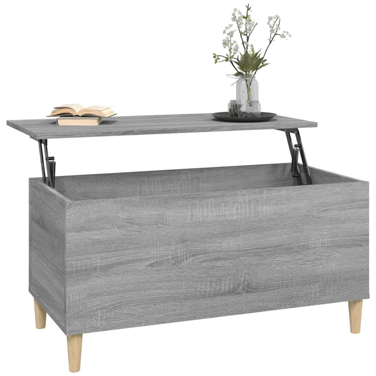 Salontafel 90x44,5x45 cm bewerkt hout grijs sonoma eikenkleurig MeubelReus