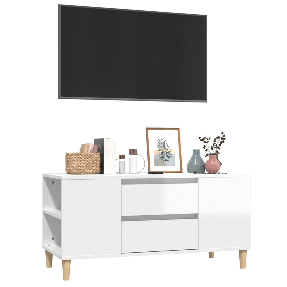 Tv-meubel 102x44,5x50 cm bewerkt hout hoogglans wit MeubelReus