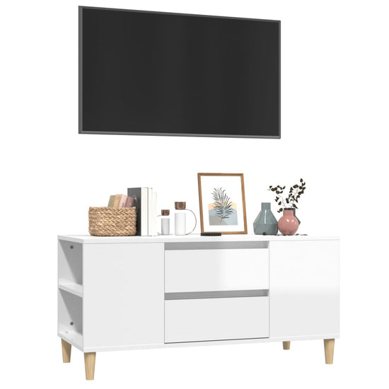 Tv-meubel 102x44,5x50 cm bewerkt hout hoogglans wit MeubelReus