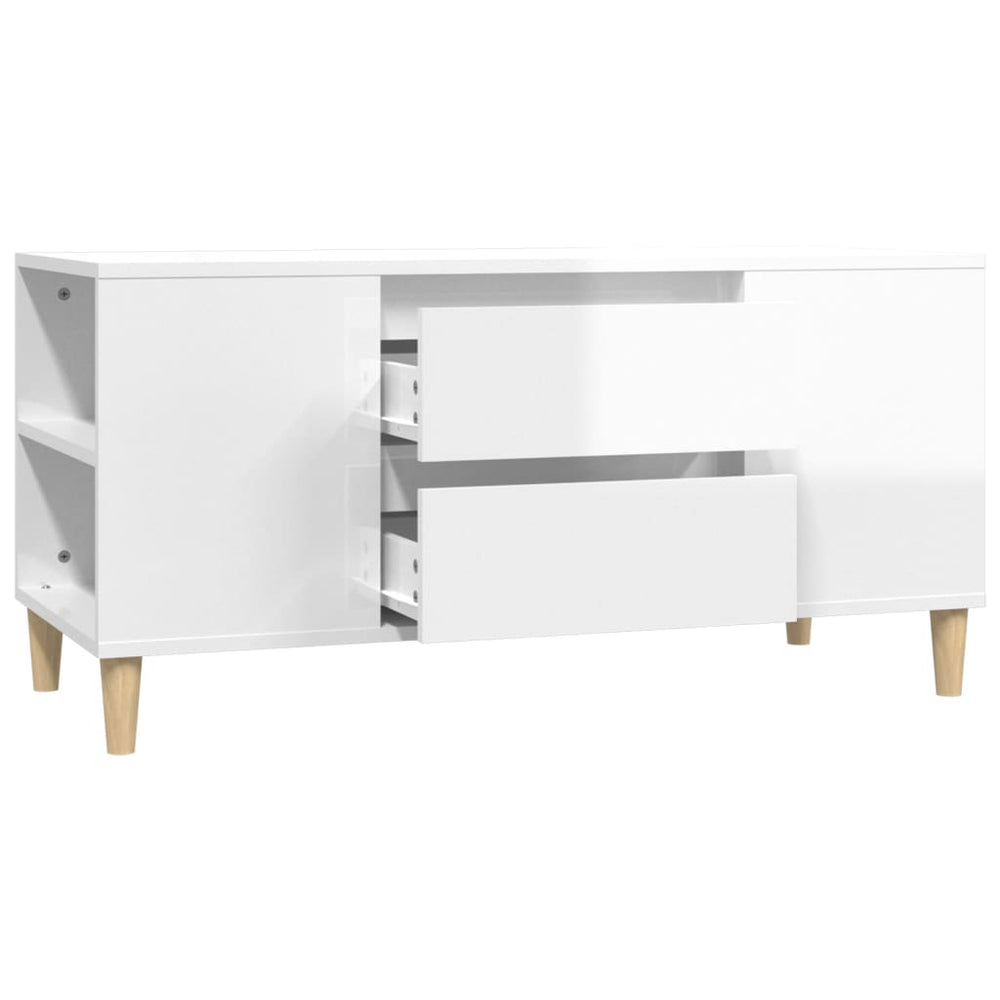 Tv-meubel 102x44,5x50 cm bewerkt hout hoogglans wit MeubelReus