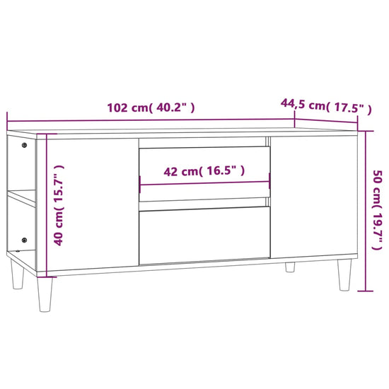 Tv-meubel 102x44,5x50 cm bewerkt hout hoogglans wit MeubelReus