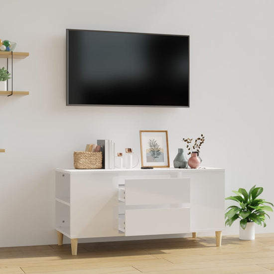 Tv-meubel 102x44,5x50 cm bewerkt hout hoogglans wit MeubelReus