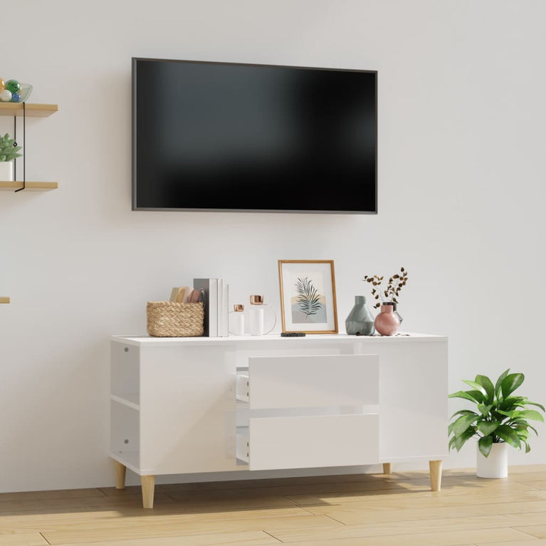 Tv-meubel 102x44,5x50 cm bewerkt hout hoogglans wit MeubelReus