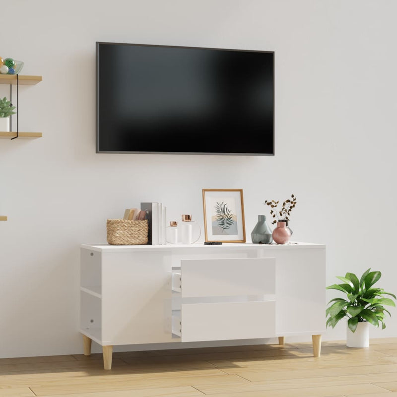 Tv-meubel 102x44,5x50 cm bewerkt hout hoogglans wit MeubelReus