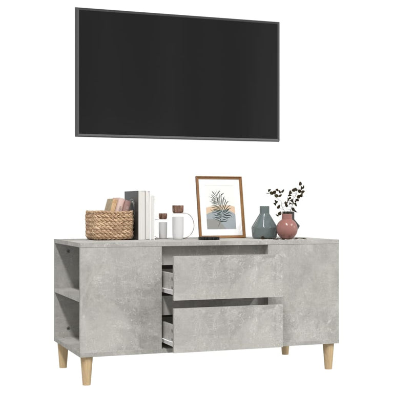 Tv-meubel 102x44,5x50 cm bewerkt hout betongrijs MeubelReus