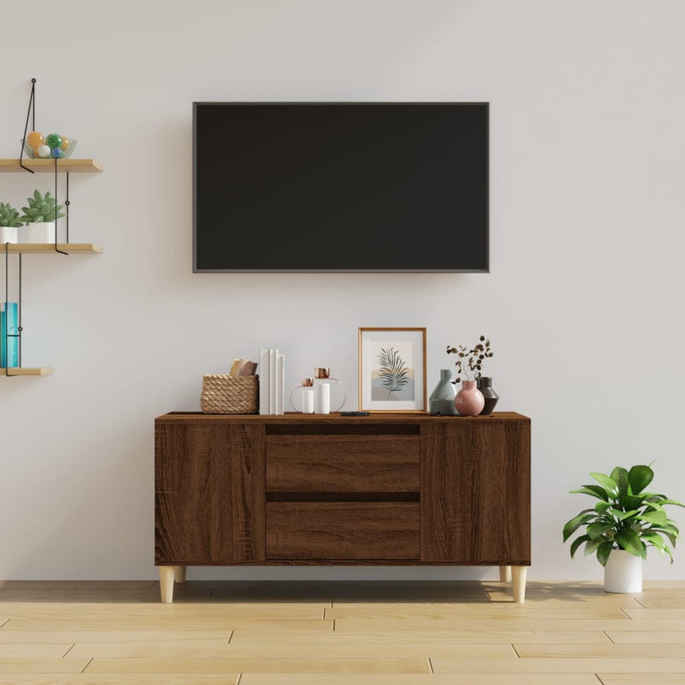 Tv-meubel 102x44,5x50 cm bewerkt hout bruin eikenkleur MeubelReus