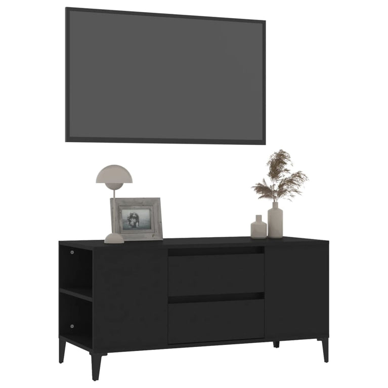 Tv-meubel 102x44,5x50 cm bewerkt hout zwart MeubelReus
