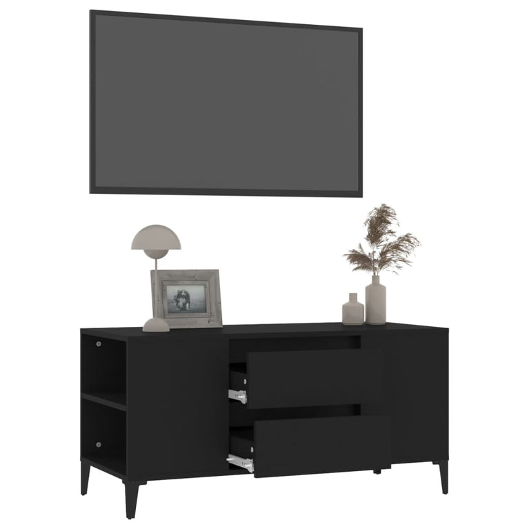 Tv-meubel 102x44,5x50 cm bewerkt hout zwart MeubelReus