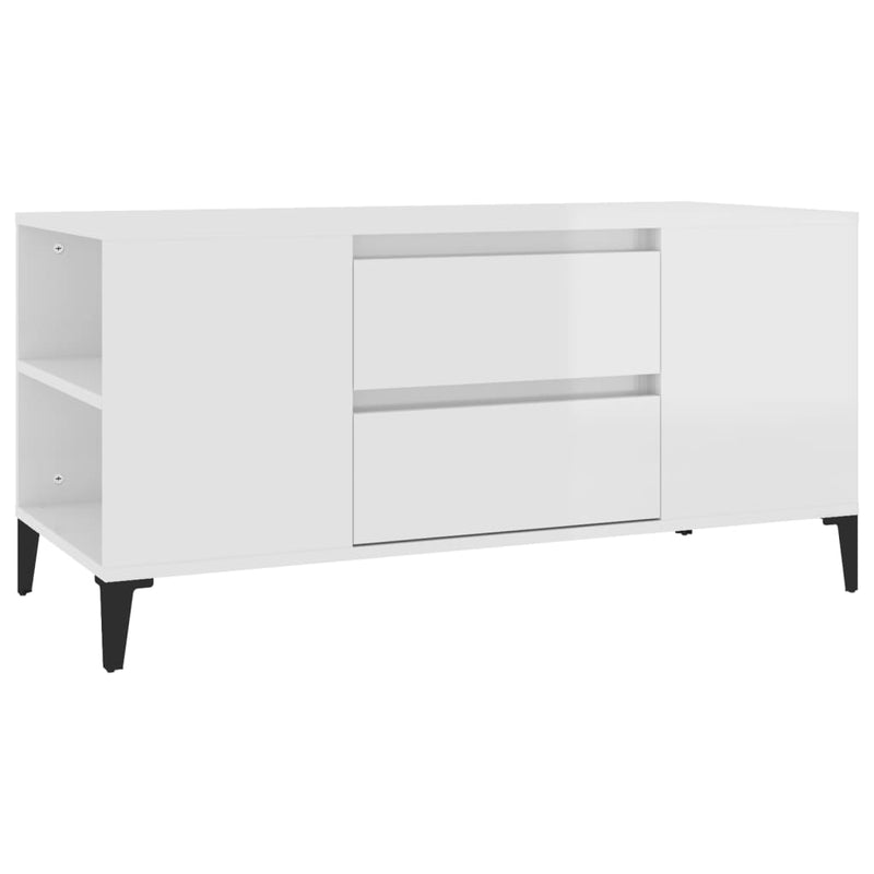 Tv-meubel 102x44,5x50 cm bewerkt hout hoogglans wit MeubelReus