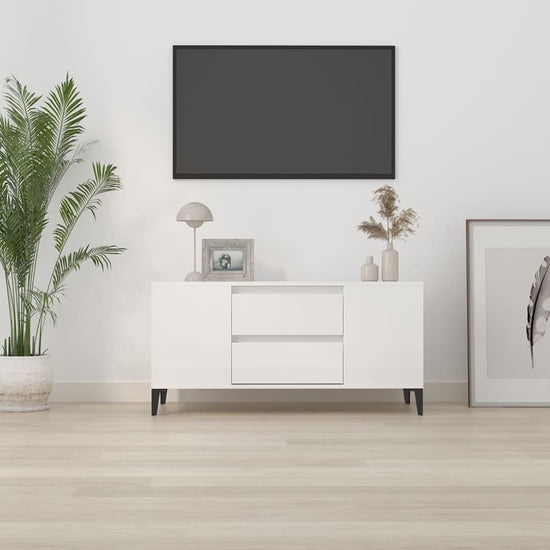 Tv-meubel 102x44,5x50 cm bewerkt hout hoogglans wit MeubelReus