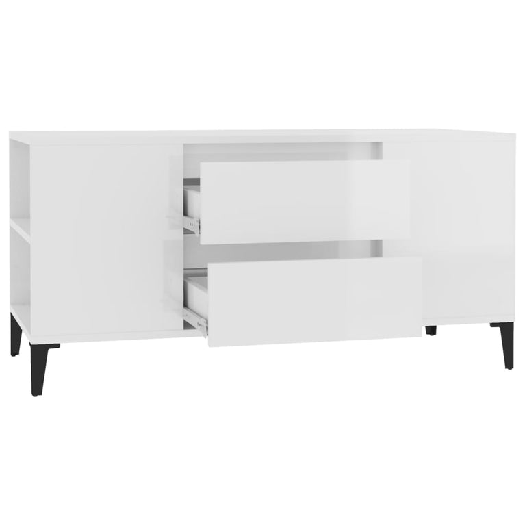 Tv-meubel 102x44,5x50 cm bewerkt hout hoogglans wit MeubelReus