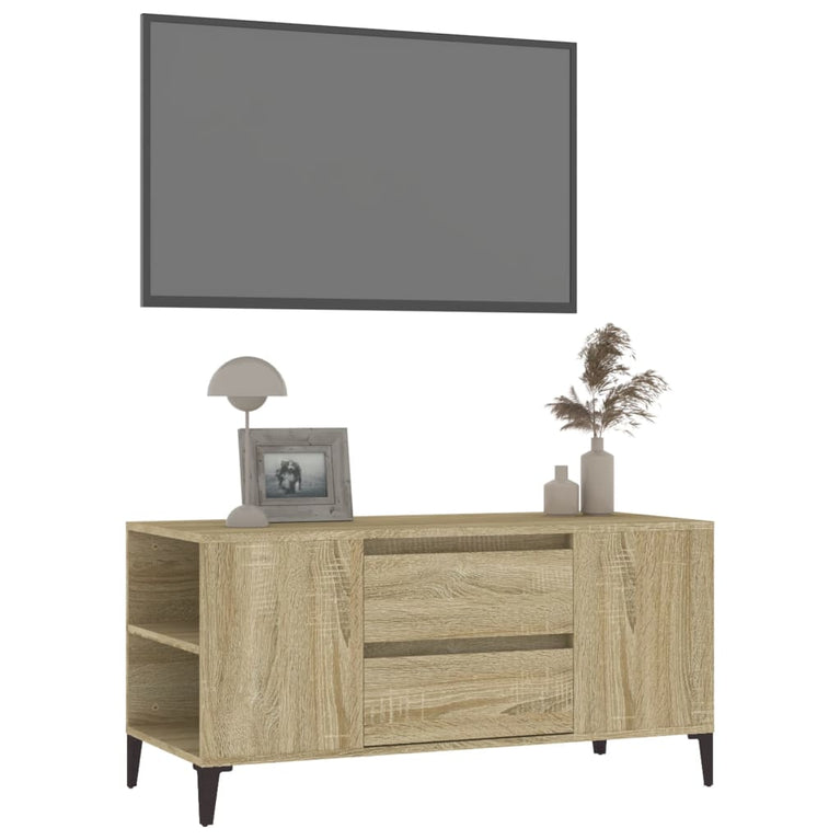 Tv-meubel 102x44,5x50 cm bewerkt hout sonoma eikenkleurig MeubelReus
