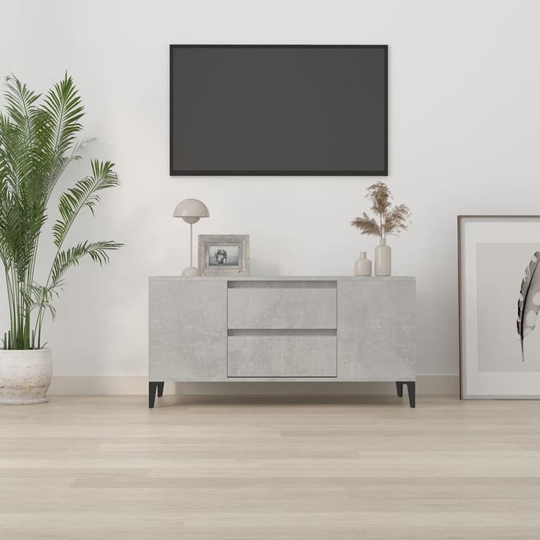 Tv-meubel 102x44,5x50 cm bewerkt hout betongrijs MeubelReus