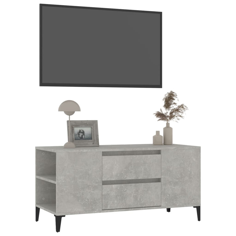 Tv-meubel 102x44,5x50 cm bewerkt hout betongrijs MeubelReus