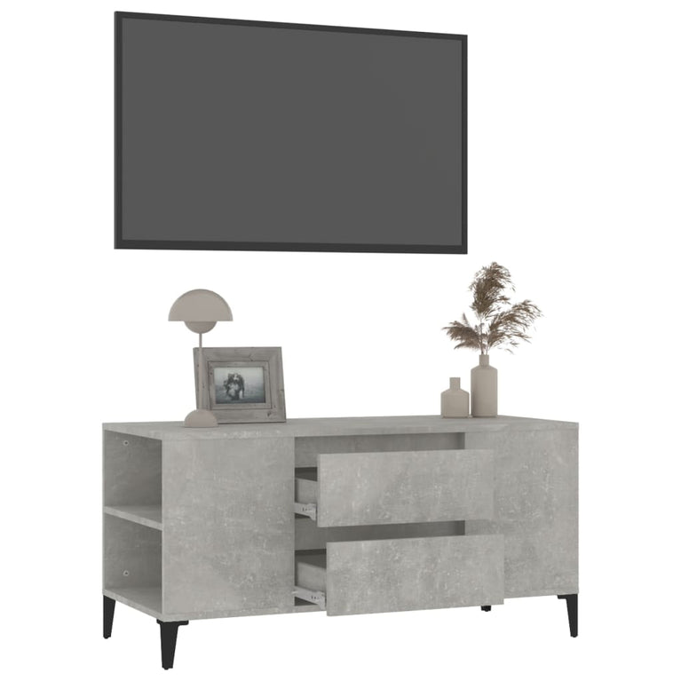 Tv-meubel 102x44,5x50 cm bewerkt hout betongrijs MeubelReus