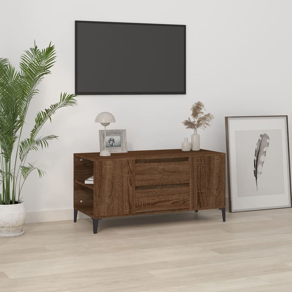 Tv-meubel 102x44,5x50 cm bewerkt hout bruin eikenkleur MeubelReus