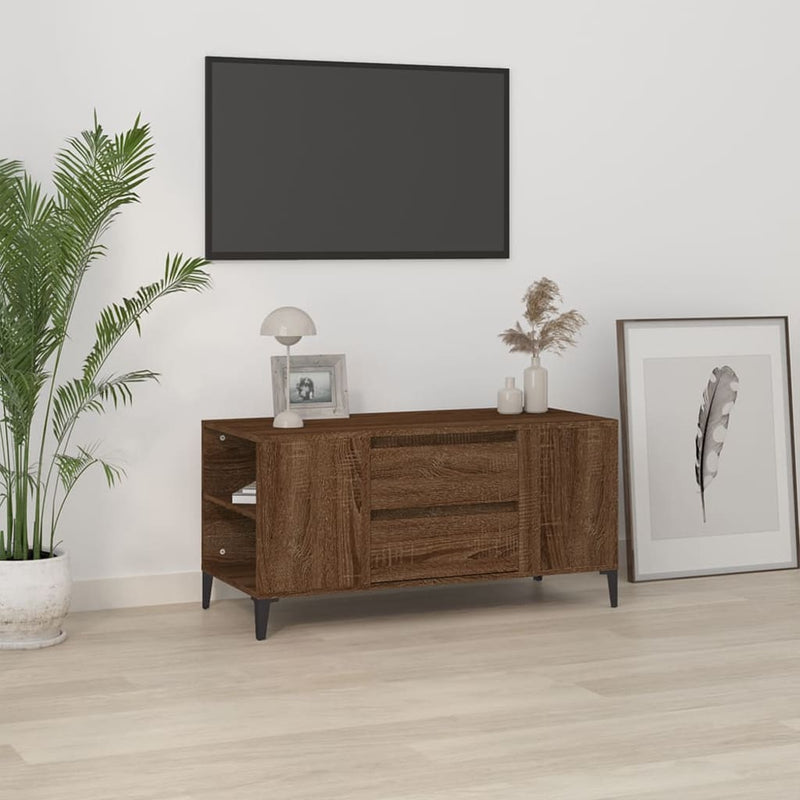 Tv-meubel 102x44,5x50 cm bewerkt hout bruin eikenkleur MeubelReus