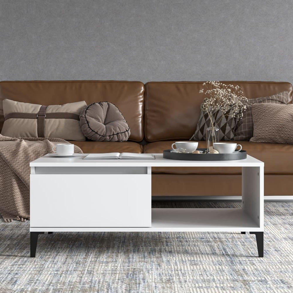 Salontafel 90x50x36,5 cm bewerkt hout wit MeubelReus