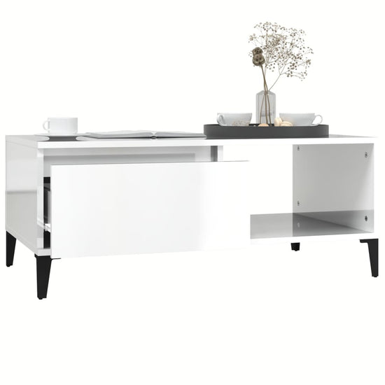 Salontafel 90x50x36,5 cm bewerkt hout hoogglans wit MeubelReus