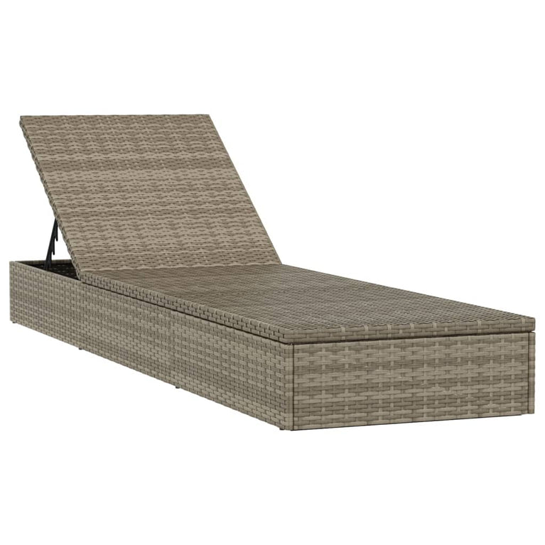 Ligbed met kussen 201x55x62 cm poly rattan grijs MeubelReus