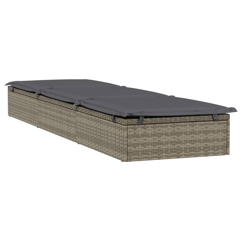Ligbed met kussen 201x55x62 cm poly rattan grijs MeubelReus