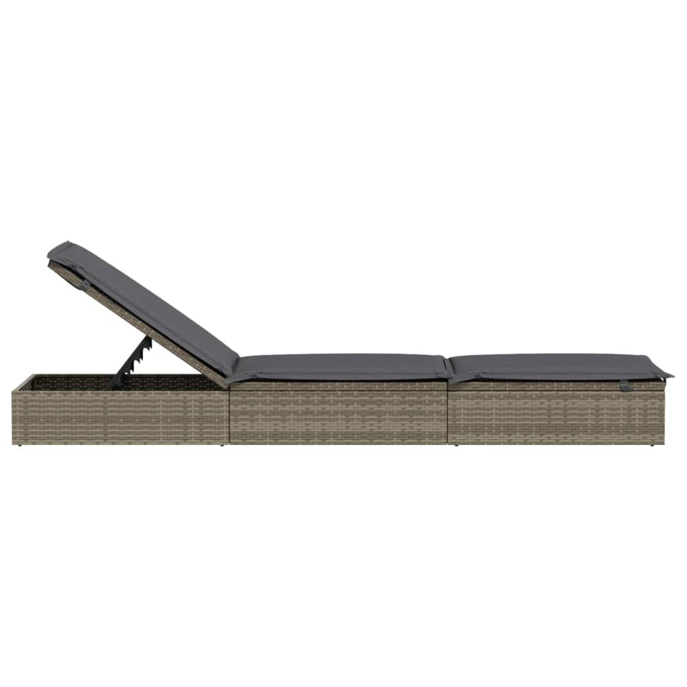 Ligbed met kussen 201x55x62 cm poly rattan grijs MeubelReus