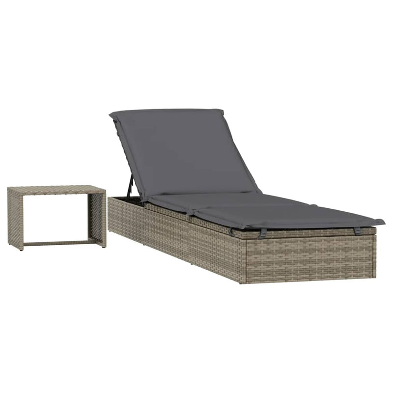 Ligbed met tafel poly rattan grijs MeubelReus