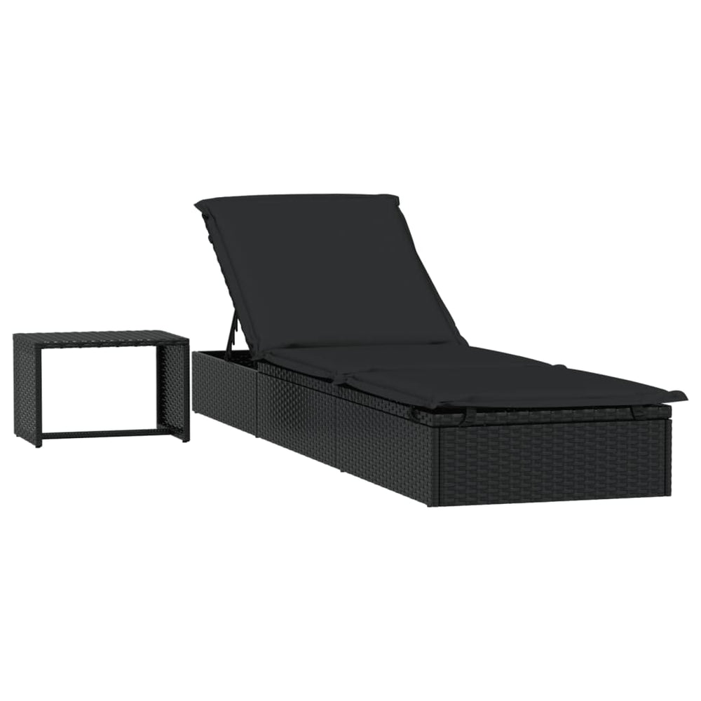 Ligbed met tafel poly rattan zwart MeubelReus
