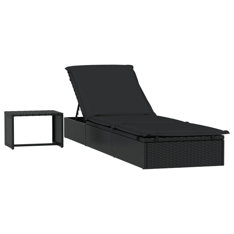 Ligbed met tafel poly rattan zwart MeubelReus