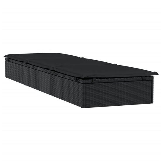 Ligbed met tafel poly rattan zwart MeubelReus