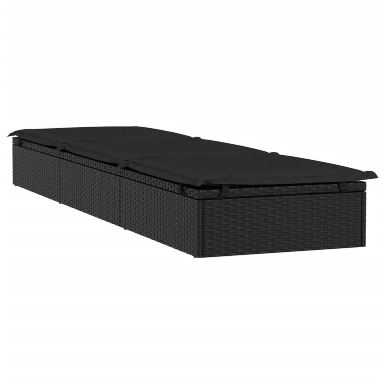 Ligbed met tafel poly rattan zwart MeubelReus
